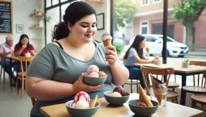 mujer obesa ansiedad de dulce